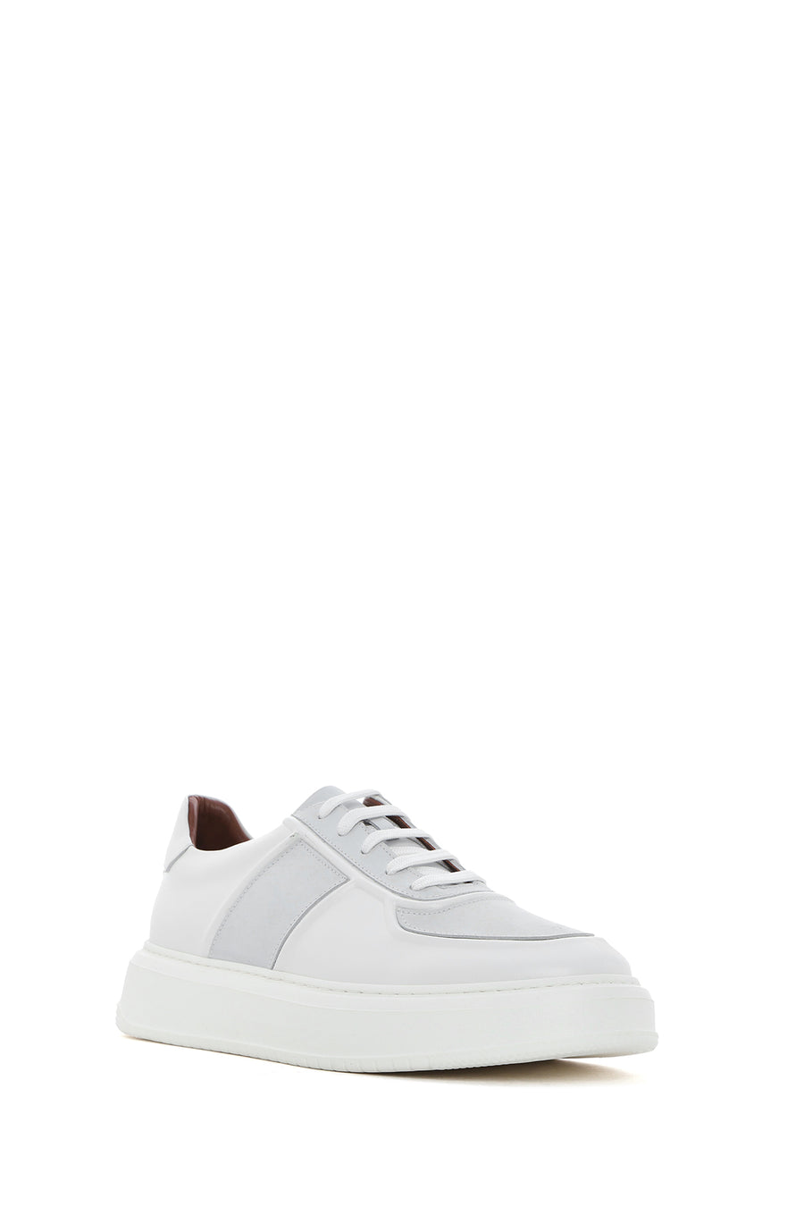 Men's White Lace-up Leather Sneaker
