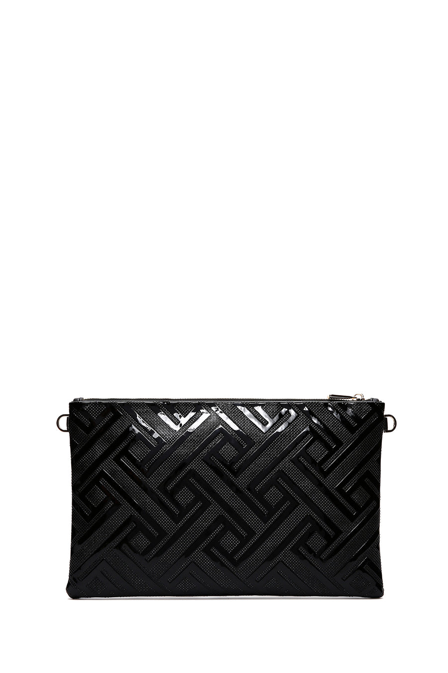 Women's Black Patterned Patent Leather Portfolio