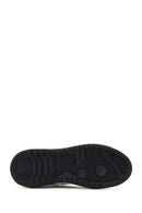 Erkek Siyah Deri Detaylı Bağcıklı Kumaş Sneaker | Derimod