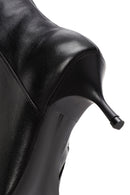 Women's Black Zippered Thin Heeled Leather Boots | Derimod