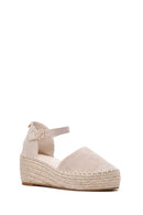 Women's Gray Ankle Strap Wedge Heeled Espadrilles | Derimod