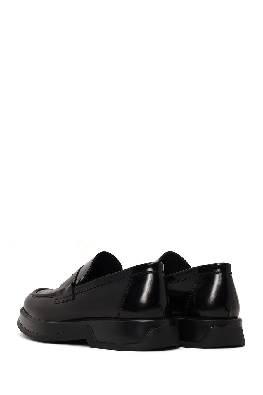 Erkek Siyah Kalın Tabanlı Deri Casual Loafer