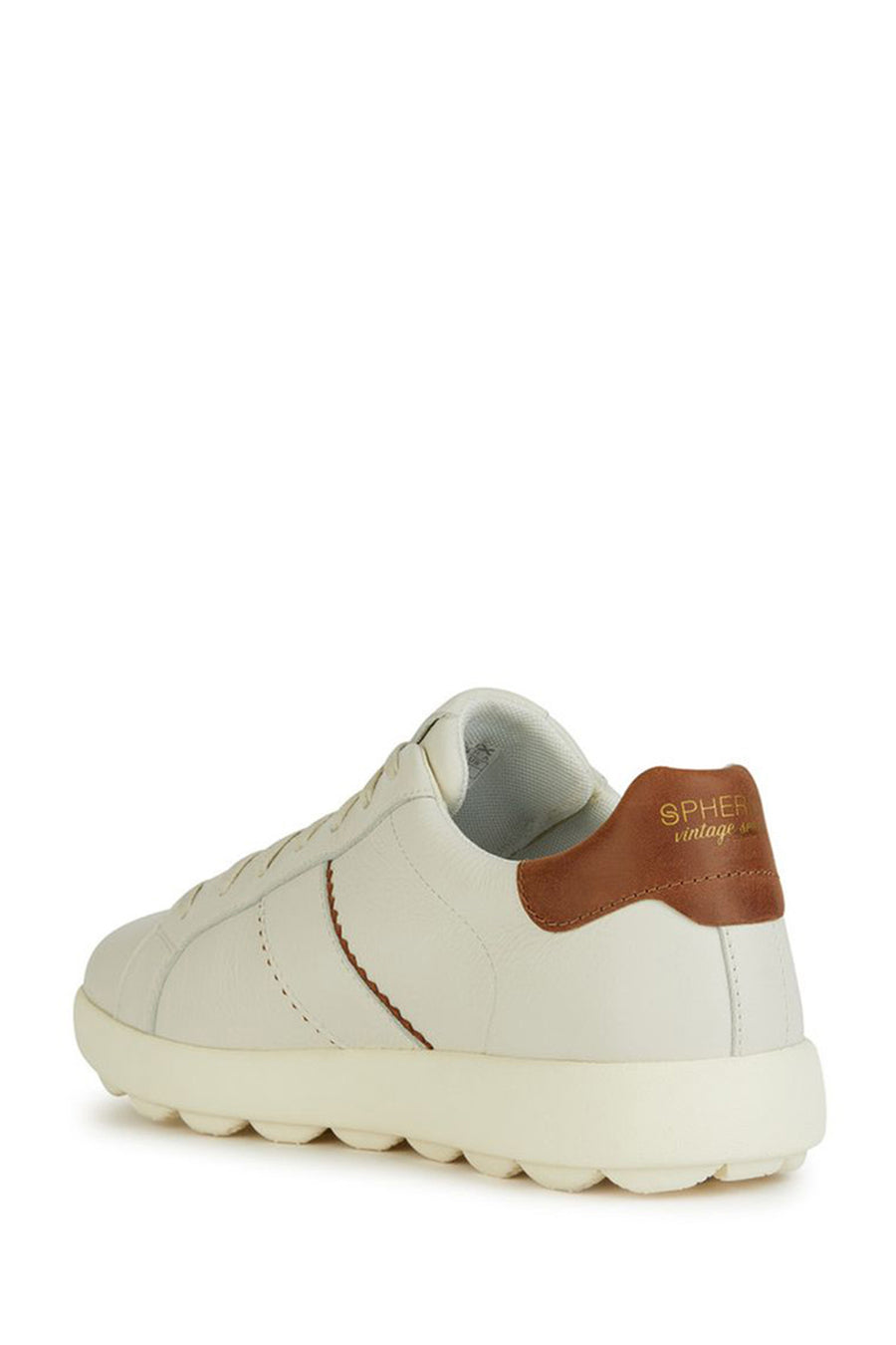 Geox Men's White Spherica Lace-Up Leather Sneaker