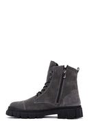 Men's Anthracite Zippered Suede Leather Casual Boots | Derimod