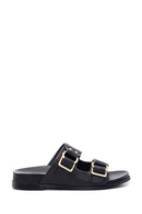 Women's Black Double Buckle Slippers | Derimod