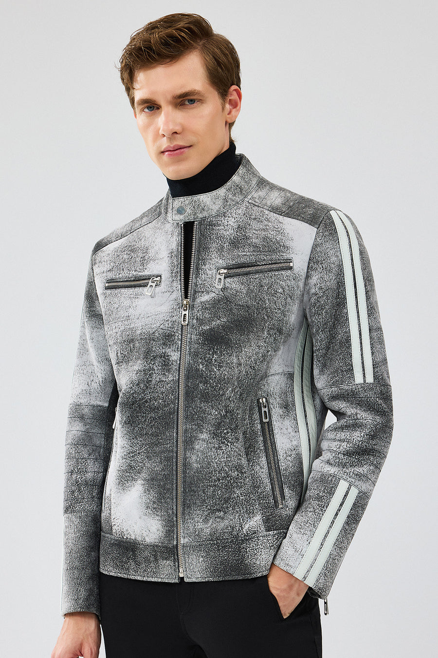 Carrera Men's Gray Nubuck Leather Sport Jacket