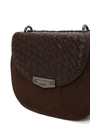 Woman Black Chain Long-Strap Braided Crossbody Bag | Derimod