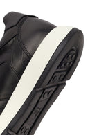 Erkek Siyah Bağcıklı Deri Sneaker | Derimod