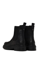 Woman Black Thick-Soled Leather Chelsea Boots | Derimod