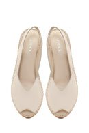 Women's Cream Thick-Soled Leather Espadrilles | Derimod