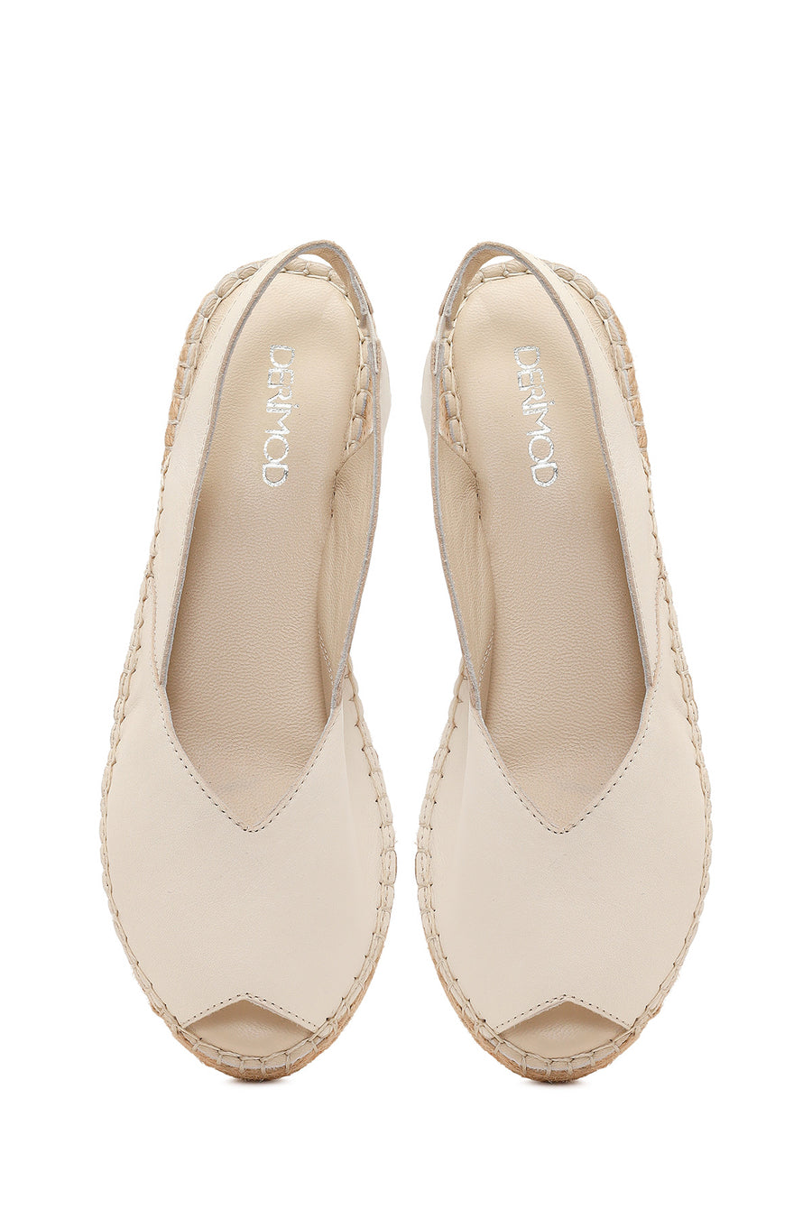 Women's Cream Thick-Soled Leather Espadrilles