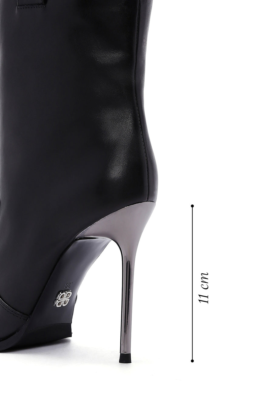 Women's Black Thin Heeled Leather Boots