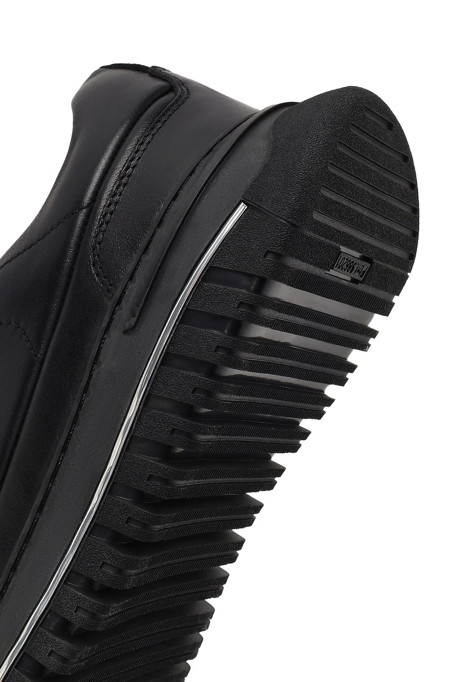 Erkek Siyah Bağcıklı Kalın Tabanlı Deri Casual Sneaker