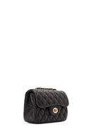 Women's Black Long Strap Quilted Mini Crossbody Bag | Derimod