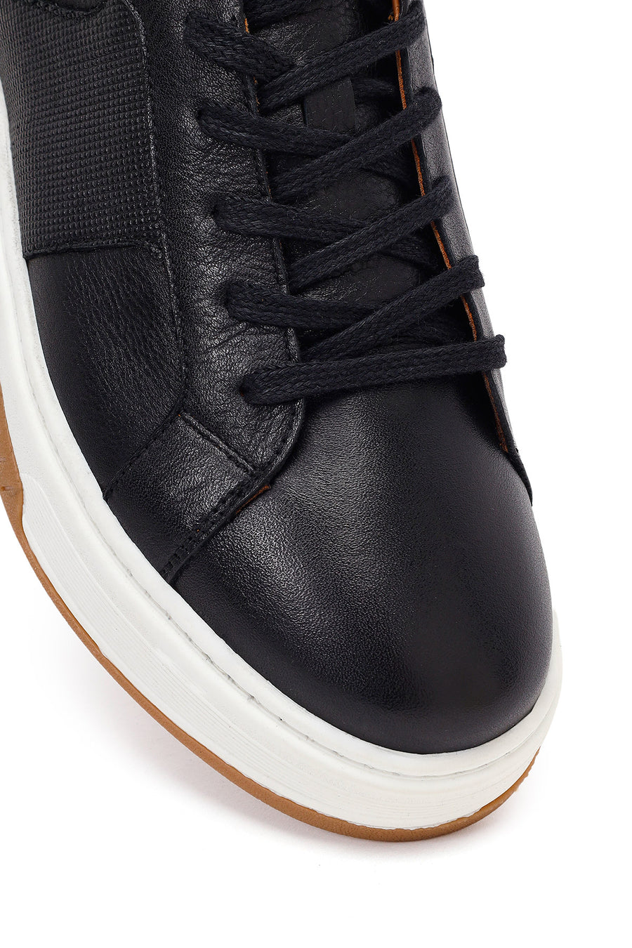 Men's Black Thick Sole Lace Up Leather Sneaker
