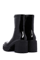 Women's Black Medium Heeled Patent Leather Boots | Derimod