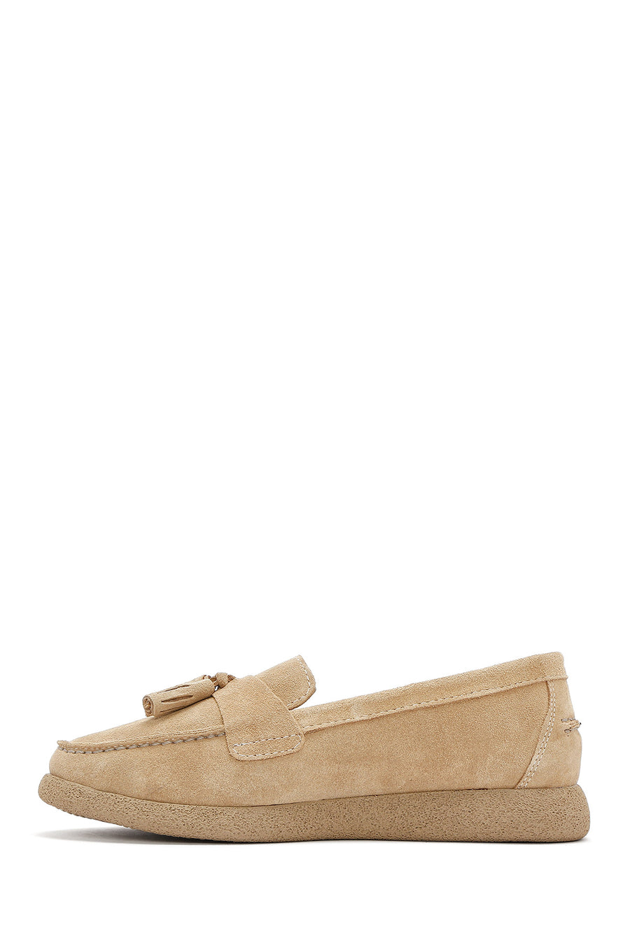 Women's Beige Suede Leather Comfort Loafer