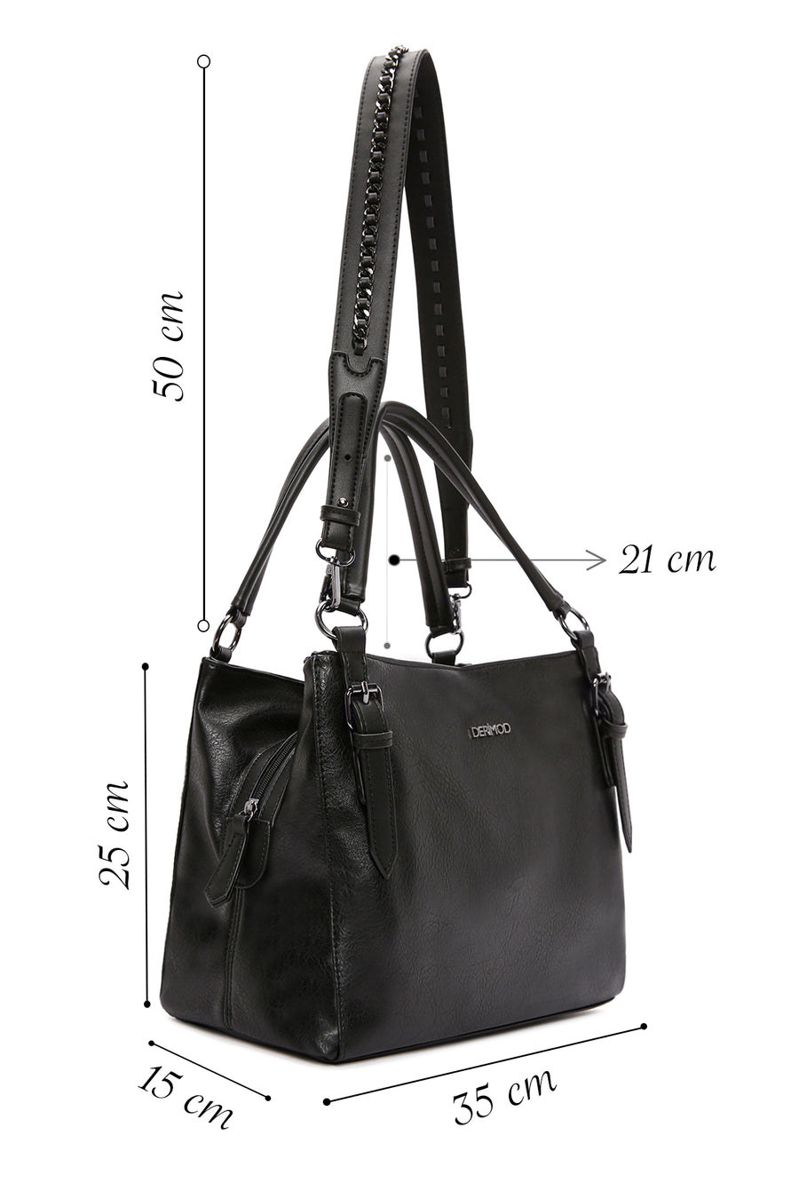 Woman Black Long-Strap Shoulder Bag