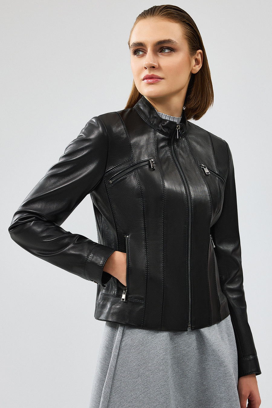 Linda Women's Black Short Leather Jacket