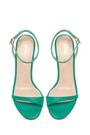 Women's Green Leather Heeled Sandals | Derimod