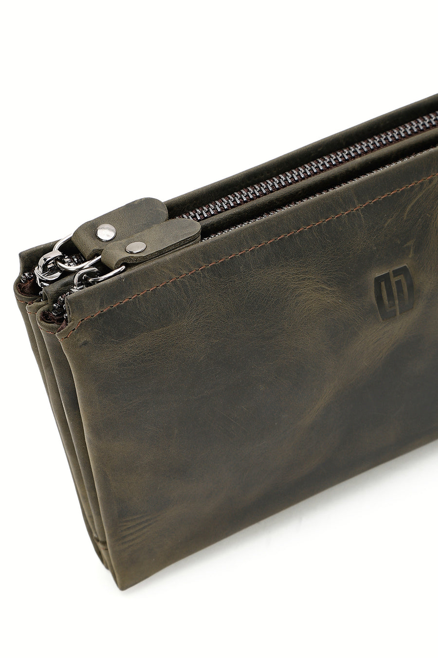 Men's Khaki Leather Handbag