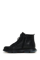 Men's Black Leather Zippered Casual Boots | Derimod