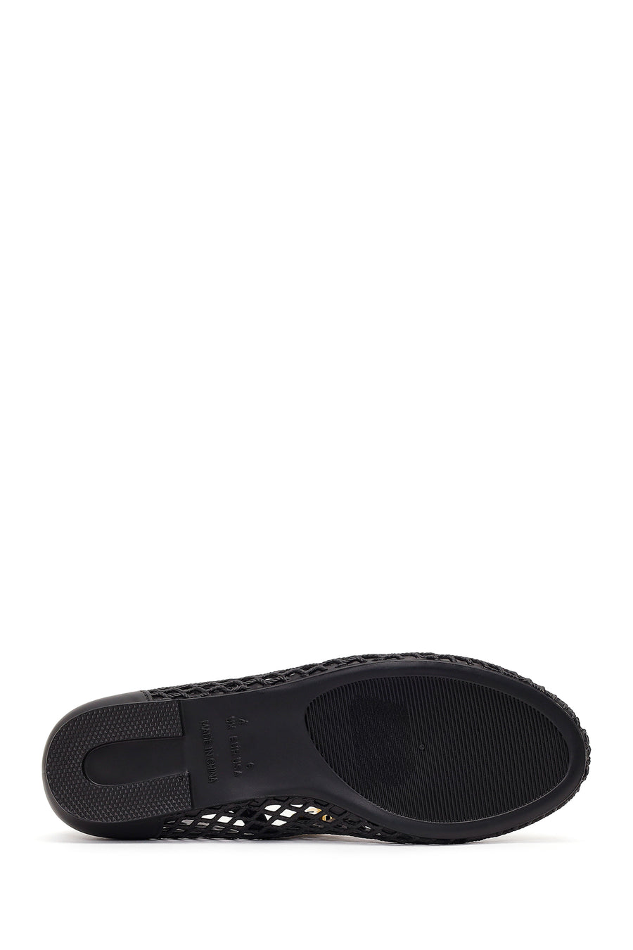 Women's Black Jelly Ballet Flats with Rhinestones