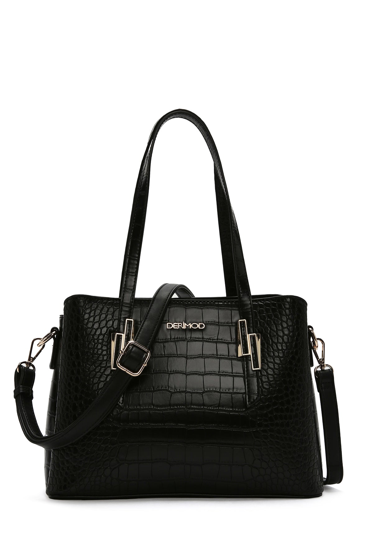 Women's Black Long Strap Crocodile Handbag 23WBD2808E3 | Derimod