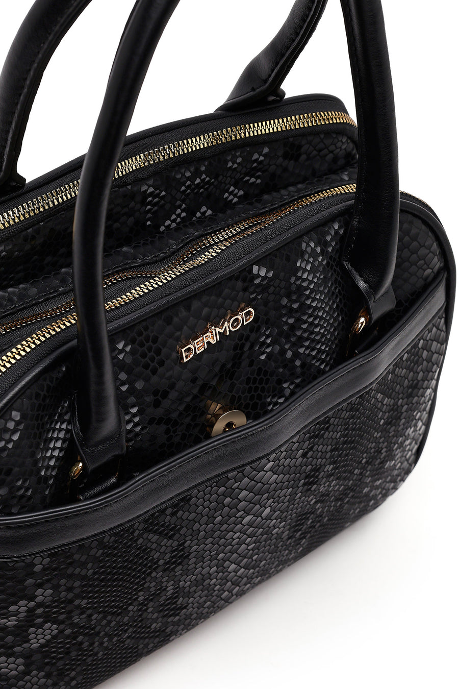Woman Black Long-Strap Printed Shoulder Bag