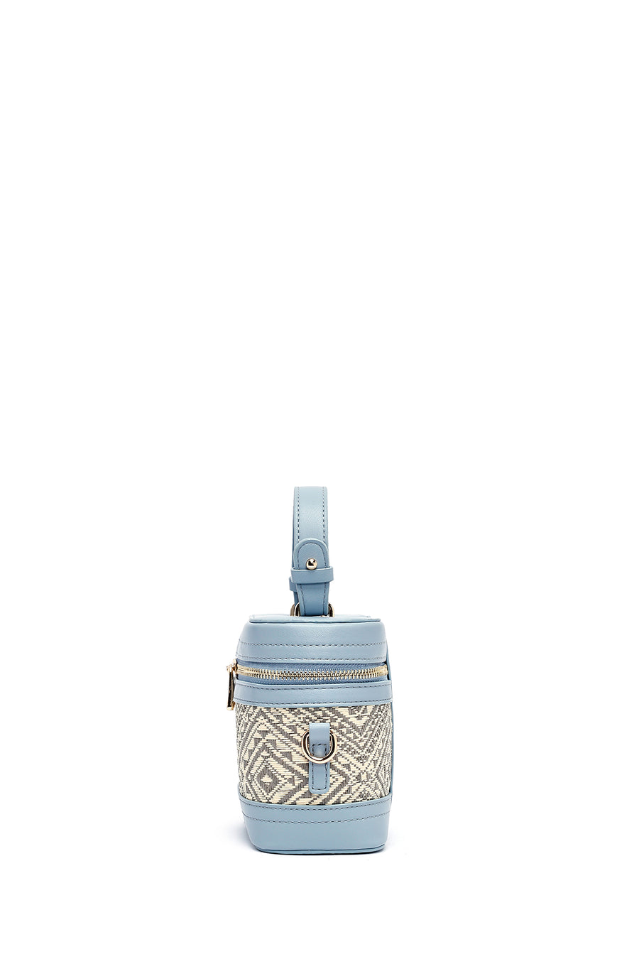 Women's Blue Long Strap Patterned Mini Box Crossbody Bag