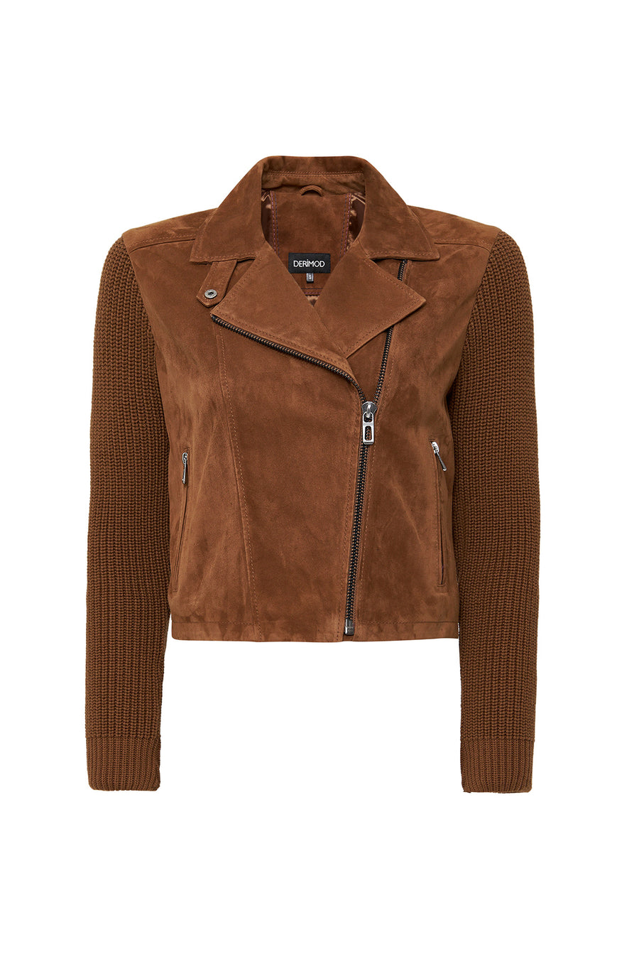Marcy Women's Brown Double Breasted Suede Leather Jacket 24WGD526610 | Derimod
