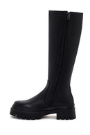 Women's Black Zippered Thick Soled Leather Boots | Derimod