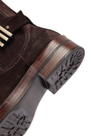 Woman Brown Zippered Suede Leather Boat | Derimod