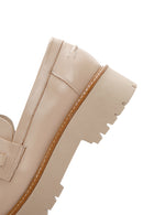 Women's Beige Thick Soled Leather Masculine Loafer | Derimod