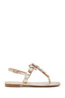 Kadın Altın Taşlı Parmak Arası Sandalet | Derimod