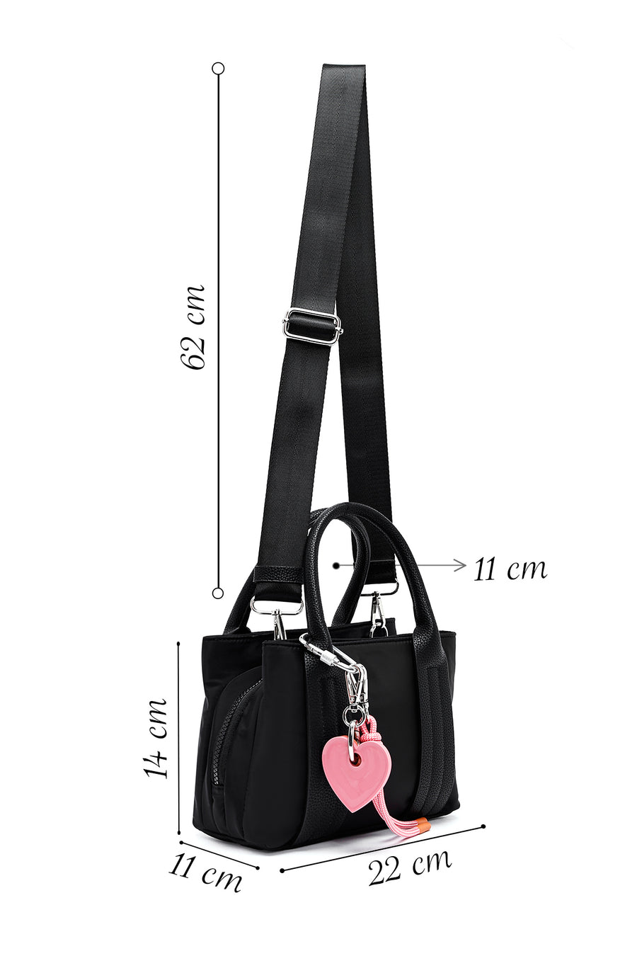 Women's Black Long Strap Accessory Fabric Handbag