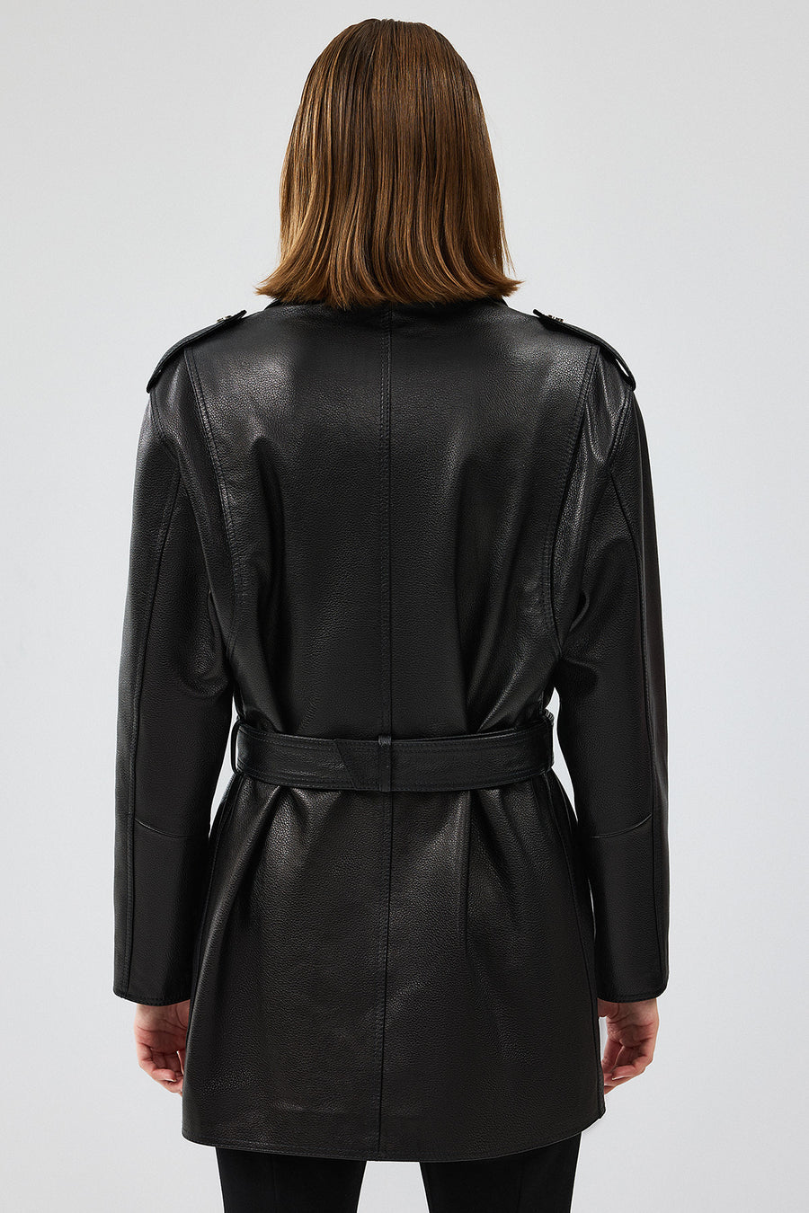 Venus Women's Black Double Breasted Leather Jacket