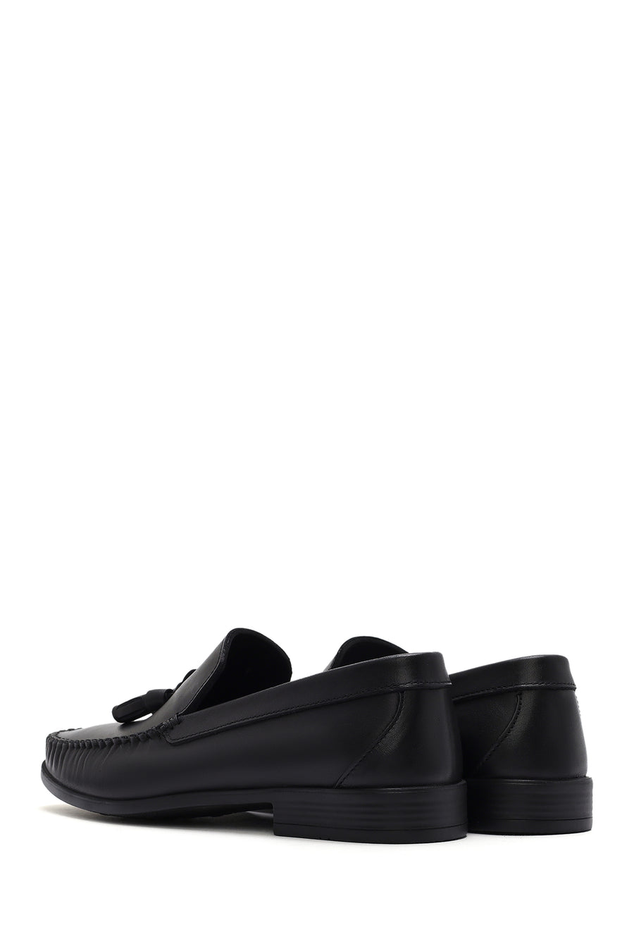 Erkek Siyah Püsküllü Deri Casual Loafer