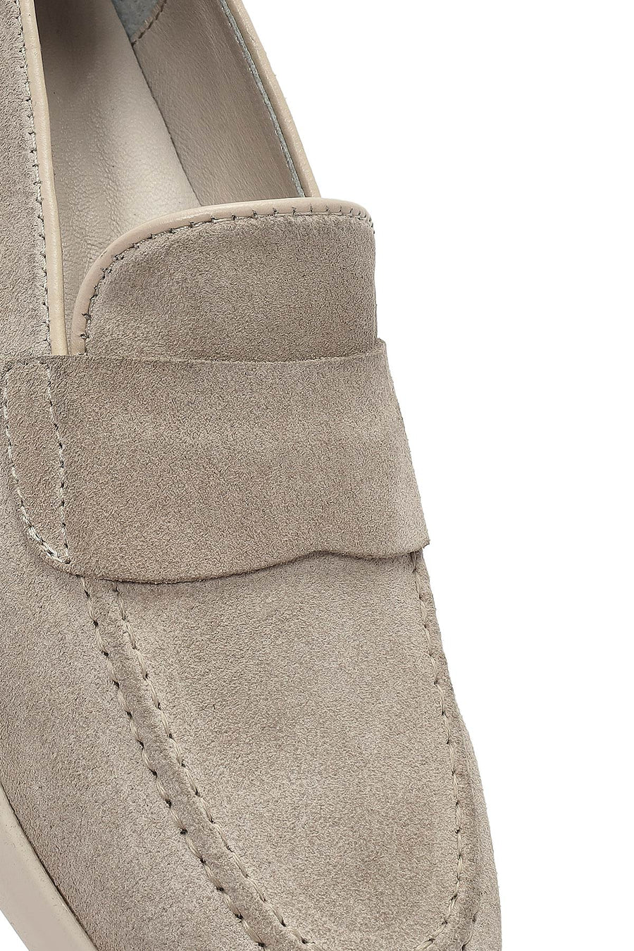 Women's Beige Suede Leather Loafer
