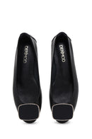 Women's Black Leather Ballerinas | Derimod