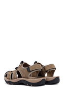 Men's Beige Leather Sandals | Derimod