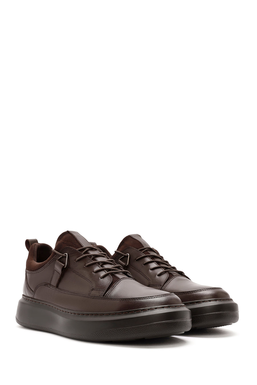 Men's Brown Lace-Up Leather Sneaker