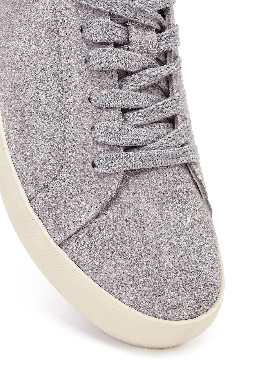 Women's Gray Lace-Up Suede Leather Sneaker