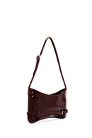 Women's Burgundy Long Strap Patent Leather Shoulder Bag | Derimod