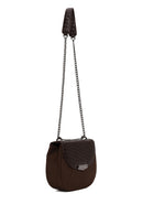 Woman Black Chain Long-Strap Braided Crossbody Bag | Derimod