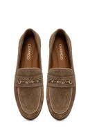 Woman Mink Buckled Suede Masculine Loafer | Derimod