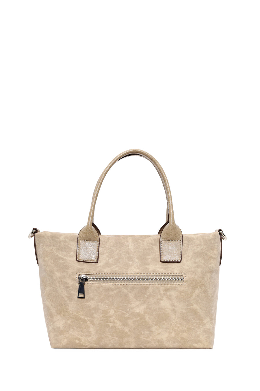 Woman Cream Long-Strap Nubuck Shoulder Bag