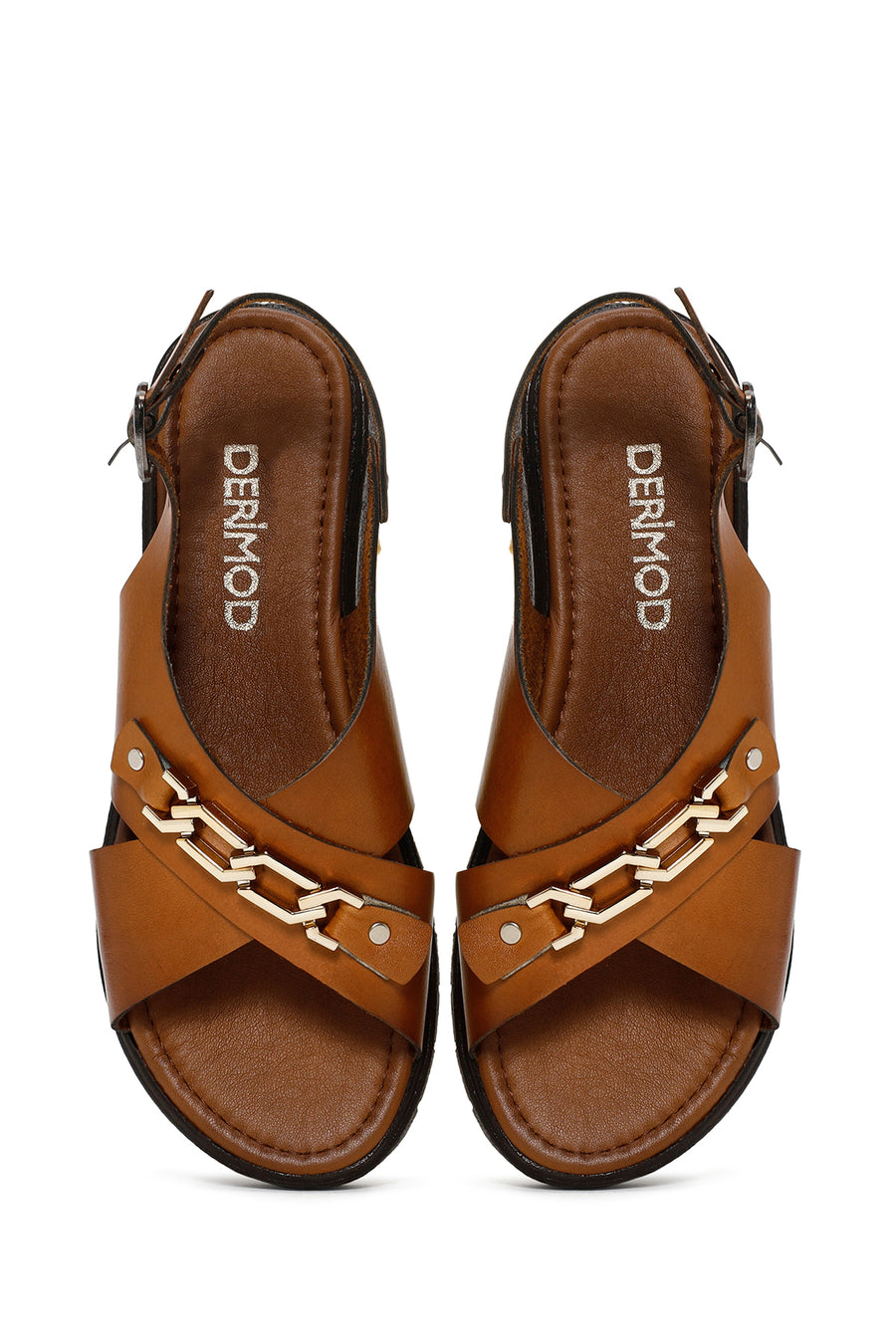 Women's Tan Ankle Strap Leather Sandals