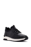 Women's Black Lace-up Thick-Sole Leather Sneaker | Derimod