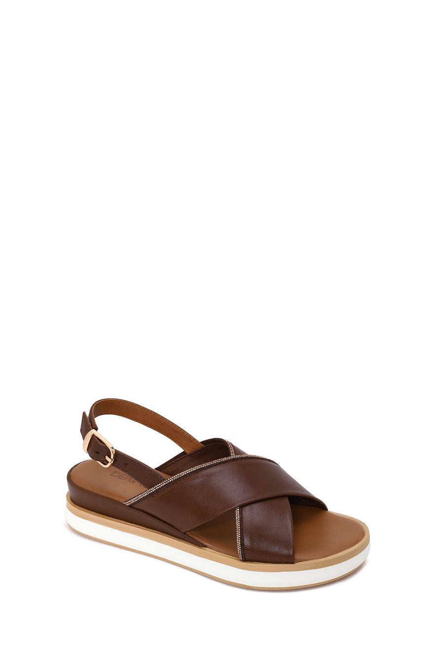 Woman Brown Wedge-Heel Leather Sandal